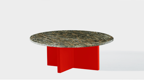 reddie-raw round coffee table 90dia x 35H *cm / Stone~Forest Green / Metal~Red Bob Coffee Table Round