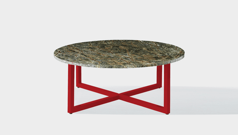 reddie-raw round coffee table 90dia x 35H *cm / Stone~Forest Green / Metal~Red Suzy Coffee Table Round