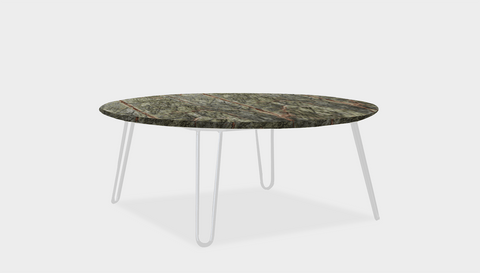 reddie-raw round coffee table 90dia x 35H *cm / Stone~Forest Green / Metal~White Willy Coffee Table Round
