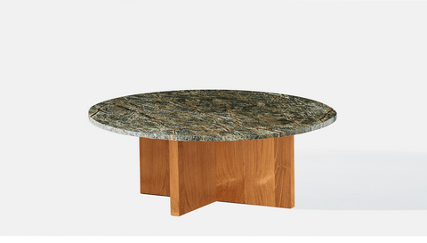 reddie-raw round coffee table 90dia x 35H *cm / Stone~Forest Green / Wood Teak~Natural Bob Coffee Table Round