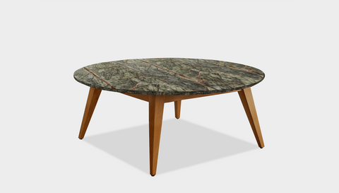 reddie-raw round coffee table 90dia x 35H *cm / Stone~Forest Green / Wood Teak~Natural Vinny Coffee Table Round