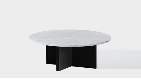 reddie-raw round coffee table 90dia x 35H *cm / Stone~White Veined Marble / Metal~Black Bob Coffee Table Round
