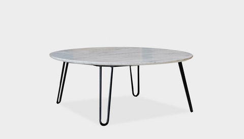 reddie-raw round coffee table 90dia x 35H *cm / Stone~White Veined Marble / Metal~Black Willy Coffee Table Round
