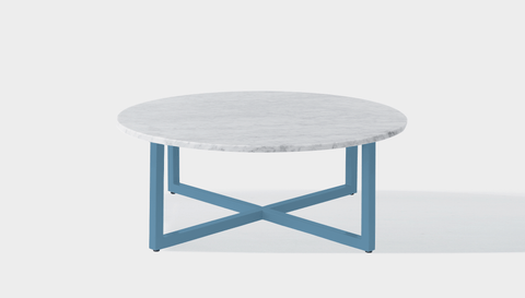 reddie-raw round coffee table 90dia x 35H *cm / Stone~White Veined Marble / Metal~Blue Suzy Coffee Table Round