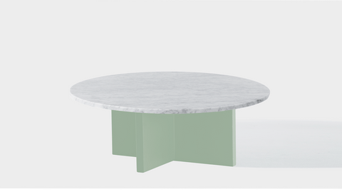 reddie-raw round coffee table 90dia x 35H *cm / Stone~White Veined Marble / Metal~Mint Bob Coffee Table Round