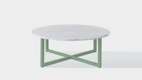 reddie-raw round coffee table 90dia x 35H *cm / Stone~White Veined Marble / Metal~Mint Suzy Coffee Table Round