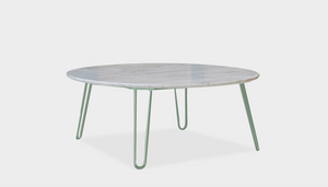 reddie-raw round coffee table 90dia x 35H *cm / Stone~White Veined Marble / Metal~Mint Willy Coffee Table Round