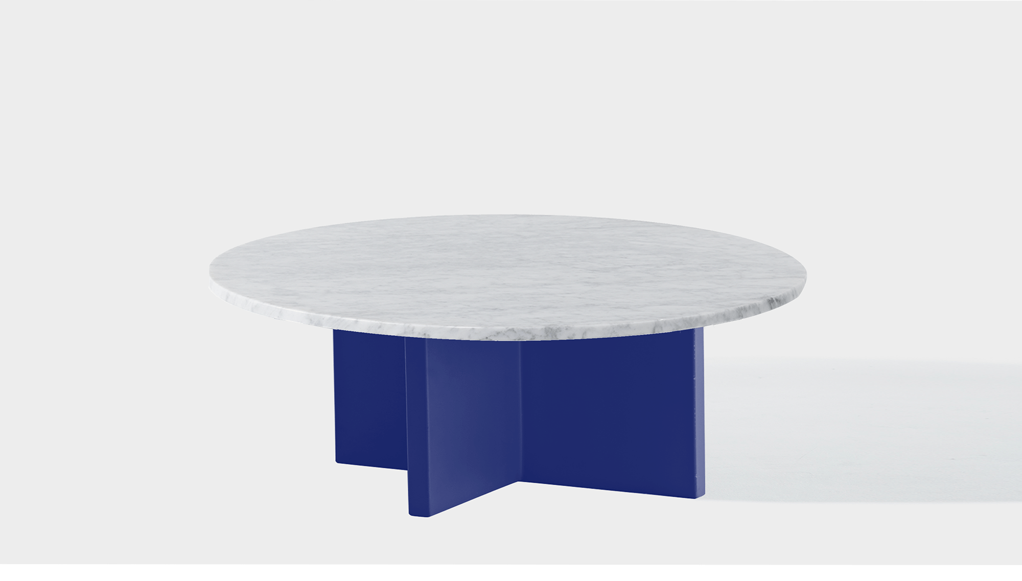 reddie-raw round coffee table 90dia x 35H *cm / Stone~White Veined Marble / Metal~Navy Bob Coffee Table Round