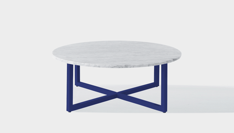reddie-raw round coffee table 90dia x 35H *cm / Stone~White Veined Marble / Metal~Navy Suzy Coffee Table Round
