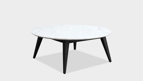 reddie-raw round coffee table 90dia x 35H *cm / Stone~White Veined Marble / Wood Teak~Black Vinny Coffee Table Round
