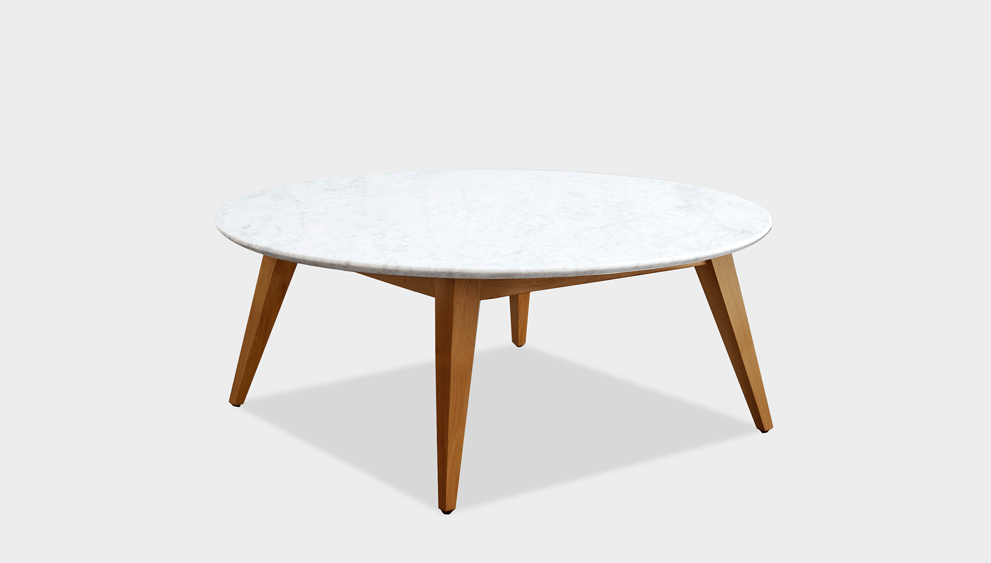 reddie-raw round coffee table 90dia x 35H *cm / Stone~White Veined Marble / Wood Teak~Natural Vinny Coffee Table Round