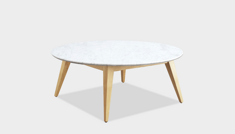 reddie-raw round coffee table 90dia x 35H *cm / Stone~White Veined Marble / Wood Teak~Oak Vinny Coffee Table Round