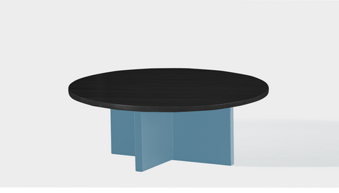 reddie-raw round coffee table 90dia x 35H *cm / Wood Teak~Black / Metal~Blue Bob Coffee Table Round