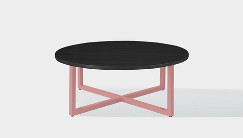 reddie-raw round coffee table 90dia x 35H *cm / Wood Teak~Black / Metal~Pink Suzy Coffee Table Round