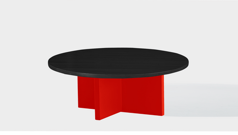 reddie-raw round coffee table 90dia x 35H *cm / Wood Teak~Black / Metal~Red Bob Coffee Table Round