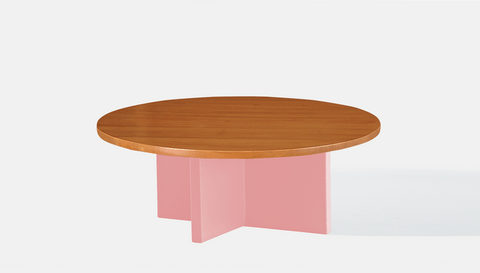 reddie-raw round coffee table 90dia x 35H *cm / Wood Teak~Natural / Metal~Pink Bob Coffee Table Round