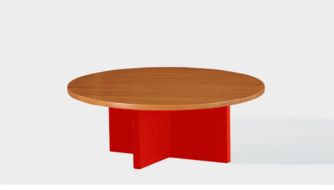 reddie-raw round coffee table 90dia x 35H *cm / Wood Teak~Natural / Metal~Red Bob Coffee Table Round