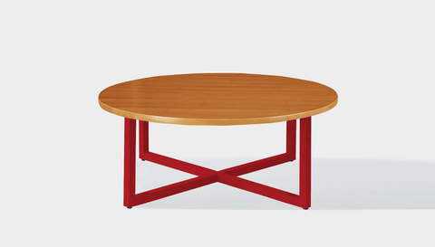 reddie-raw round coffee table 90dia x 35H *cm / Wood Teak~Natural / Metal~Red Suzy Coffee Table Round