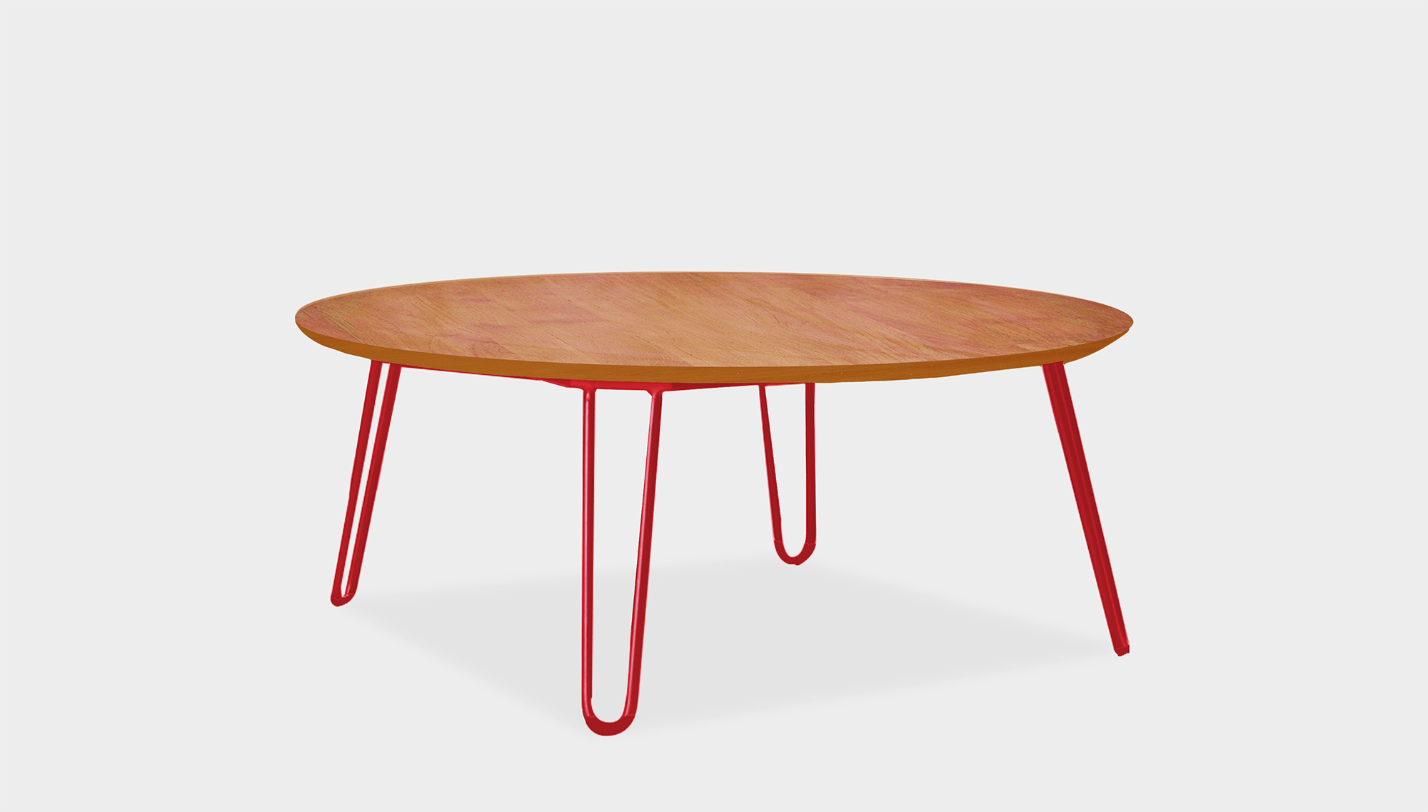 reddie-raw round coffee table 90dia x 35H *cm / Wood Teak~Natural / Metal~Red Willy Coffee Table Round