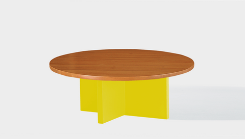 reddie-raw round coffee table 90dia x 35H *cm / Wood Teak~Natural / Metal~Yellow Bob Coffee Table Round