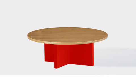 reddie-raw round coffee table 90dia x 35H *cm / Wood Teak~Oak / Metal~Red Bob Coffee Table Round