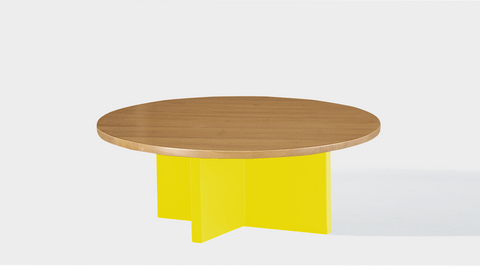 reddie-raw round coffee table 90dia x 35H *cm / Wood Teak~Oak / Metal~Yellow Bob Coffee Table Round