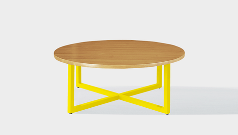 reddie-raw round coffee table 90dia x 35H *cm / Wood Teak~Oak / Metal~Yellow Suzy Coffee Table Round