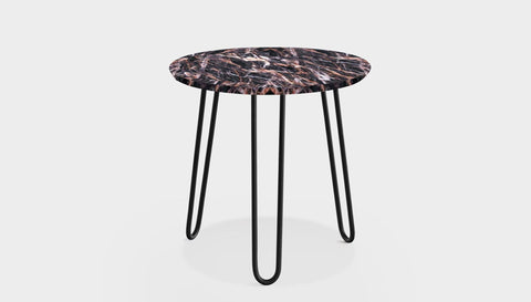 reddie-raw round side table 35dia x 45H *cm / Stone~Black Veined Marble / Metal~Black Willy Side Table Round