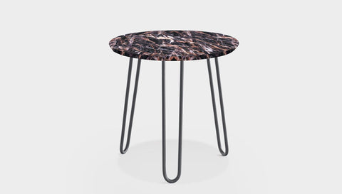 reddie-raw round side table 35dia x 45H *cm / Stone~Black Veined Marble / Metal~Grey Willy Side Table Round