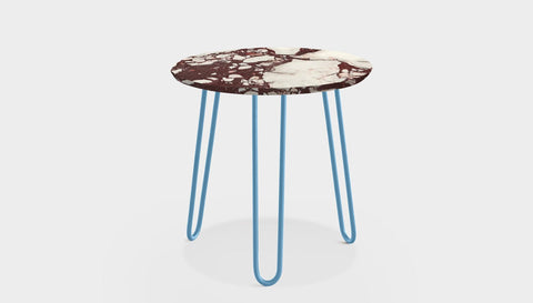 reddie-raw round side table 35dia x 45H *cm / Stone~Calacatta Viola / Metal~Blue Willy Side Table Round
