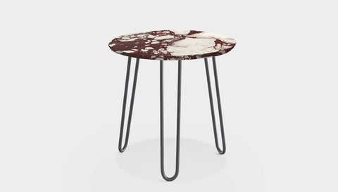 reddie-raw round side table 35dia x 45H *cm / Stone~Calacatta Viola / Metal~Grey Willy Side Table Round