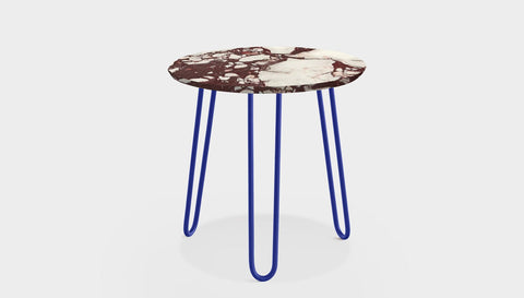 reddie-raw round side table 35dia x 45H *cm / Stone~Calacatta Viola / Metal~Navy Willy Side Table Round