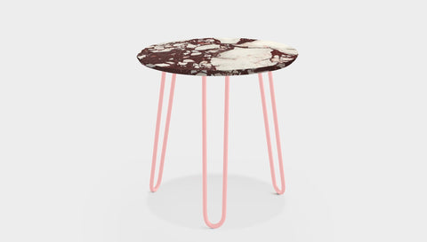 reddie-raw round side table 35dia x 45H *cm / Stone~Calacatta Viola / Metal~Pink Willy Side Table Round