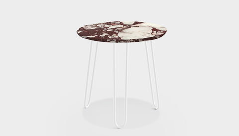 reddie-raw round side table 35dia x 45H *cm / Stone~Calacatta Viola / Metal~White Willy Side Table Round