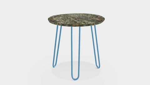 reddie-raw round side table 35dia x 45H *cm / Stone~Forest Green / Metal~Blue Willy Side Table Round
