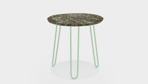 reddie-raw round side table 35dia x 45H *cm / Stone~Forest Green / Metal~Mint Willy Side Table Round