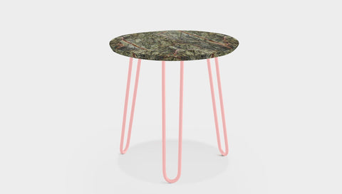 reddie-raw round side table 35dia x 45H *cm / Stone~Forest Green / Metal~Pink Willy Side Table Round