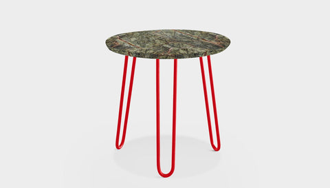 reddie-raw round side table 35dia x 45H *cm / Stone~Forest Green / Metal~Red Willy Side Table Round