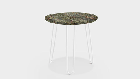 reddie-raw round side table 35dia x 45H *cm / Stone~Forest Green / Metal~White Willy Side Table Round