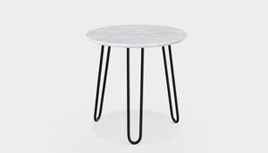 reddie-raw round side table 35dia x 45H *cm / Stone~White Veined Marble / Metal~Black Willy Side Table Round