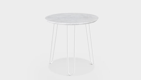 reddie-raw round side table 35dia x 45H *cm / Stone~White Veined Marble / Metal~White Willy Side Table Round