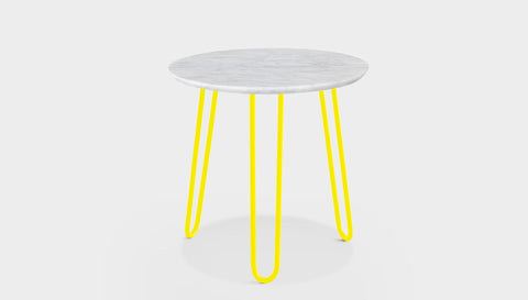 reddie-raw round side table 35dia x 45H *cm / Stone~White Veined Marble / Metal~Yellow Willy Side Table Round