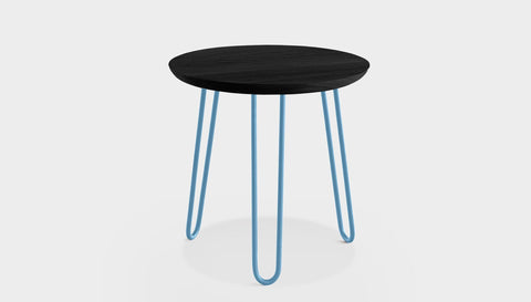 reddie-raw round side table 35dia x 45H *cm / Wood Teak~Black / Metal~Blue Willy Side Table Round