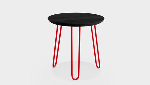 reddie-raw round side table 35dia x 45H *cm / Wood Teak~Black / Metal~Red Willy Side Table Round