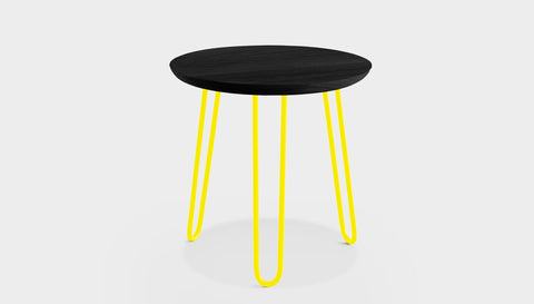 reddie-raw round side table 35dia x 45H *cm / Wood Teak~Black / Metal~Yellow Willy Side Table Round
