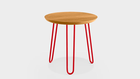 reddie-raw round side table 35dia x 45H *cm / Wood Teak~Oak / Metal~Red Willy Side Table Round