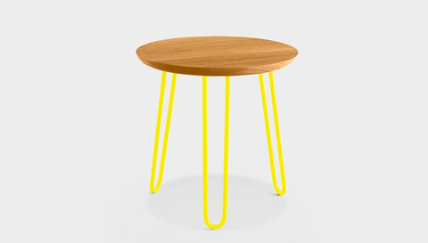 reddie-raw round side table 35dia x 45H *cm / Wood Teak~Oak / Metal~Yellow Willy Side Table Round