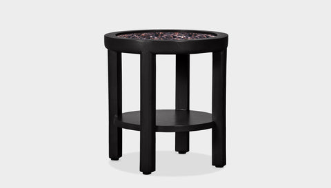 reddie-raw round side table 45 dia x 45 H (*cm) / Stone~Black Veined Marble / Lacquer~Black Rita Side Table