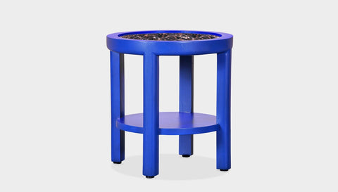 reddie-raw round side table 45 dia x 45 H (*cm) / Stone~Black Veined Marble / Lacquer~Navy Rita Side Table