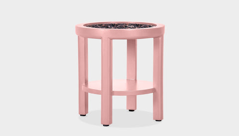 reddie-raw round side table 45 dia x 45 H (*cm) / Stone~Black Veined Marble / Lacquer~Pink Rita Side Table